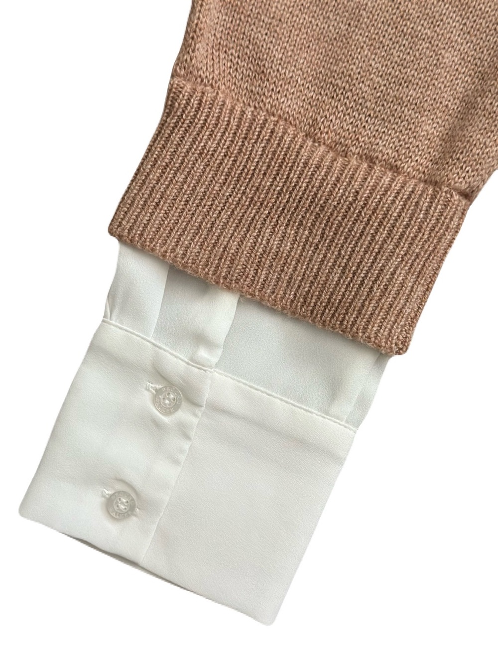 Brochu Walker The Looker Layered V Neck Wool Cashmere Camel Brown Sweater size S - Picture 15 of 16